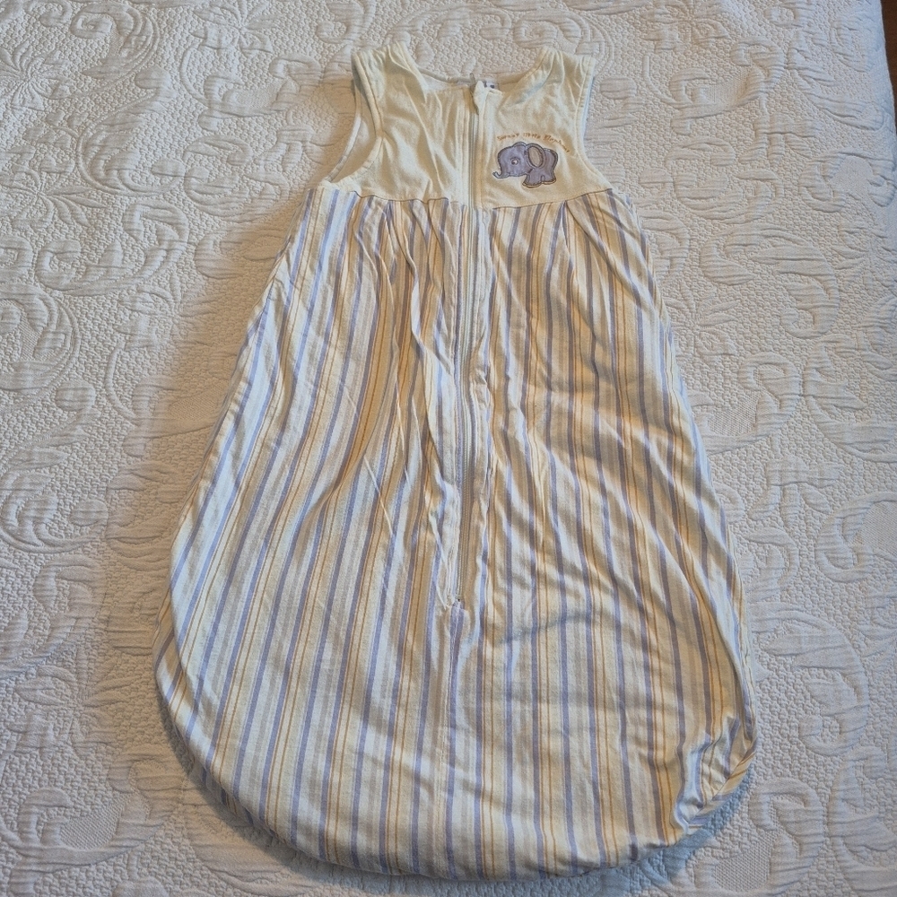 Bubble Gum size 90 insulated sleep sack yellow with gray & orange stripes